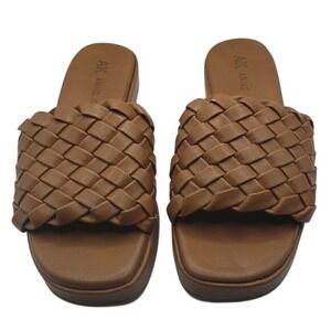 Anne Klein Woven Slide Sandals Brown Platform Comfort Size‎ 8